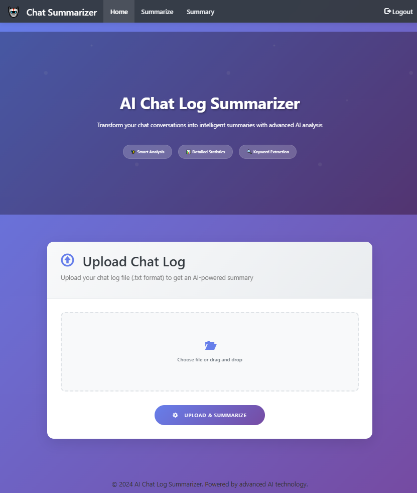 Chat Log Summarizer UI